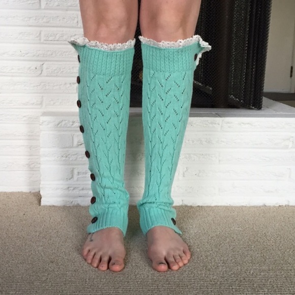 Last pair❄️❄️Mint lace leg warmers - Picture 2 of 4