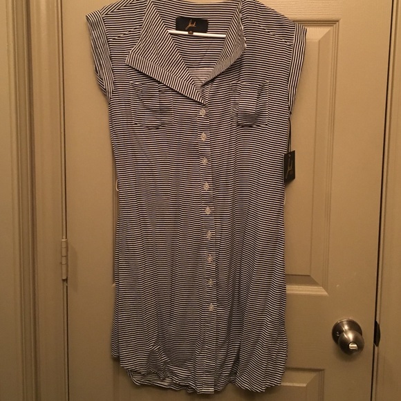 Navy & white button-up t-shirt dress