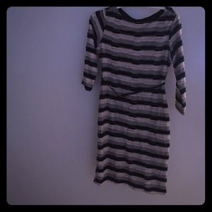 Blue and white dress with belt