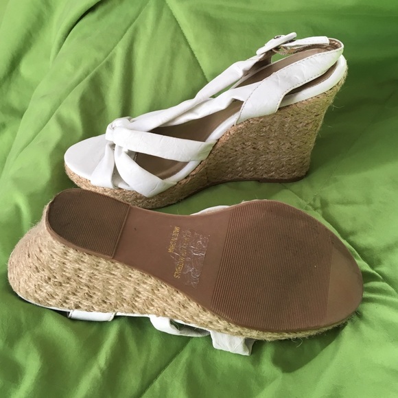 White open toe tweed wedge's size 7.5 - Picture 3 of 3
