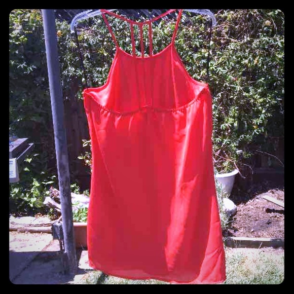 Bright Orange Strappy T-back Dress. Sml