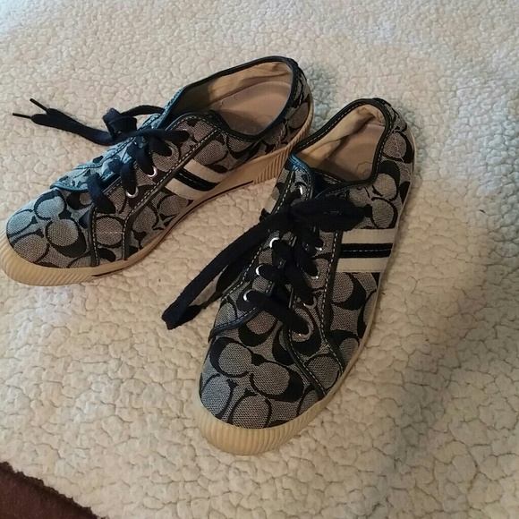 Coach dark brown and beige logo sneakers PRICE CUT