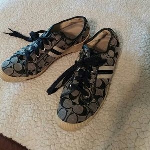 Coach dark brown and beige logo sneakers PRICE CUT