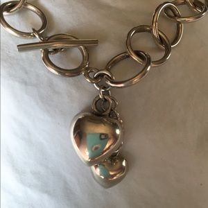 Sterling silver puffy heart necklace