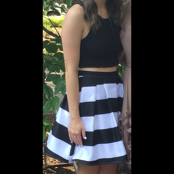 Formal black & white two piece dress.