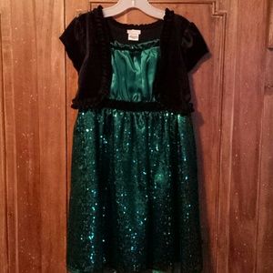 Green sequin and velvet holiday dress, sz 6x
