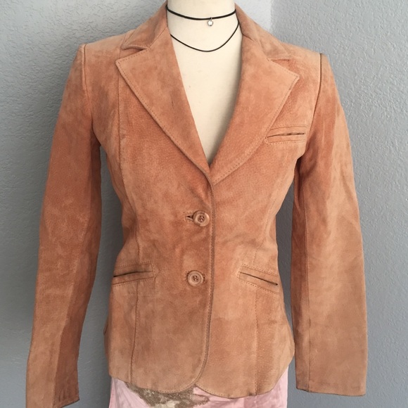 Salmon pink suede leather Jacket