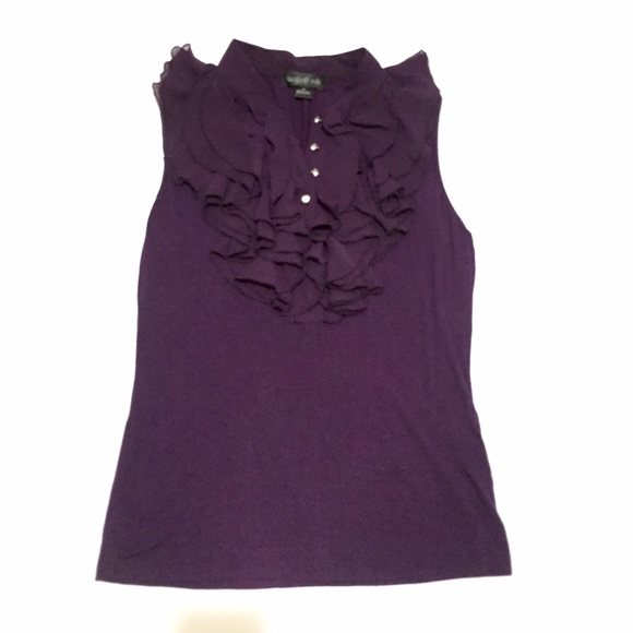 Beautiful sleeveless purple ruffled blouse