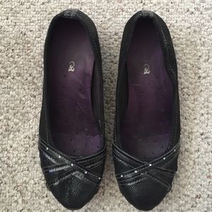 Black Sketchers jeweled flats Size 10