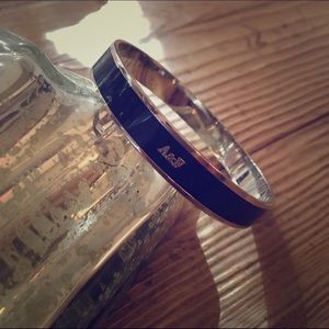 Navy Blue and Silver Slip on Bracelet