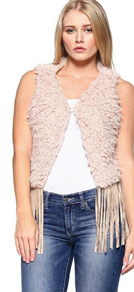 🆕One Size Fits Most Boho Pink Reversible Faux Fur Shearling Fringe Vest - Picture 2 of 4