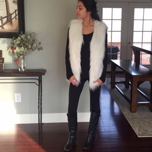 White faux fur vest