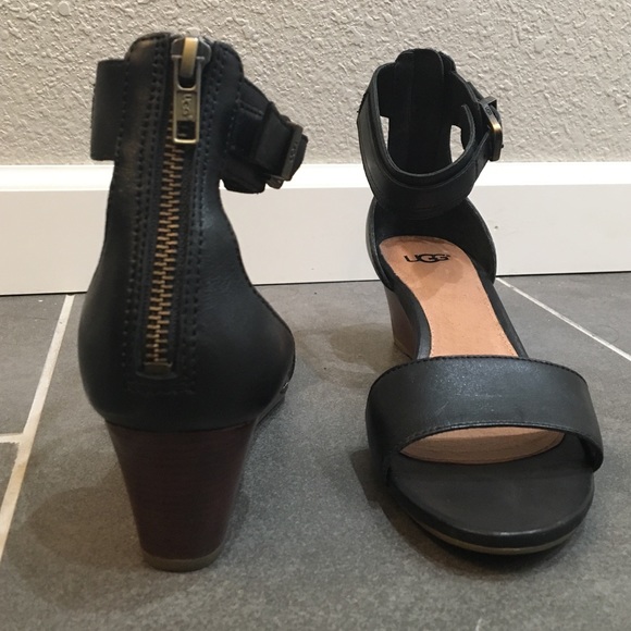 UGG Leather Ankle Cuff Wedge- CHAR - Picture 2 of 4