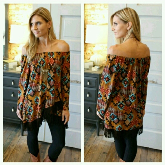 💛LAST ONE💛 Aztec fringe tunic! HOST PICK! - Picture 2 of 4