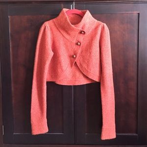Anthropology Rust Cropped Sweater Cardigan