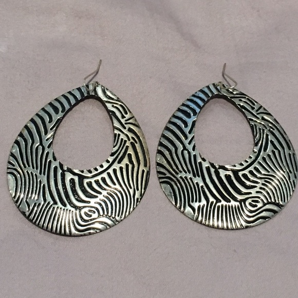 Black and silver zebra design earrings