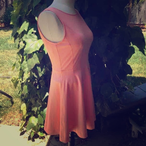 Coral/Peach Skater Skirt Dress, Juniors Small - Picture 1 of 4