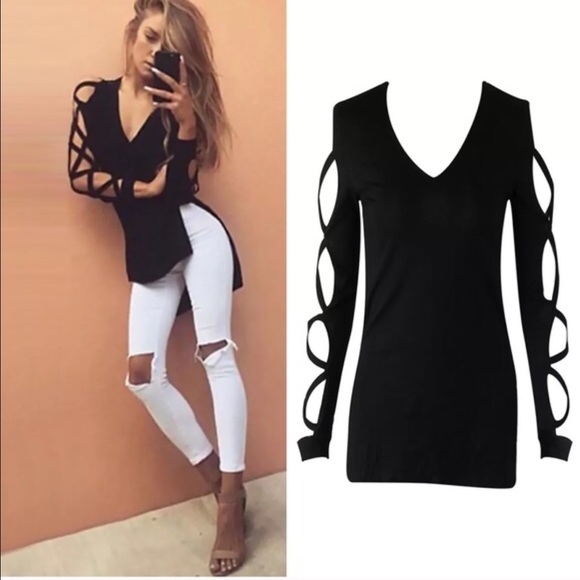 GORGEOUS BLACK LONG SLEEVE DESIGNED SLEEVES - Picture 2 of 4