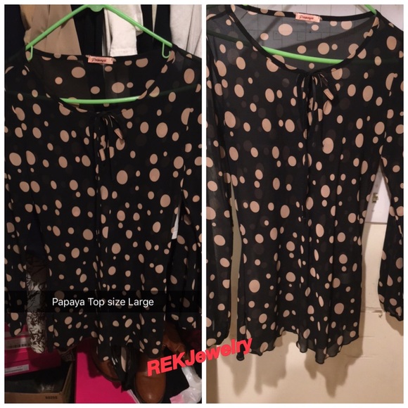 New sheer top without tag. Black and peach color