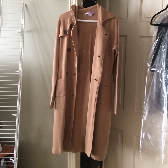 Long tan sweater.