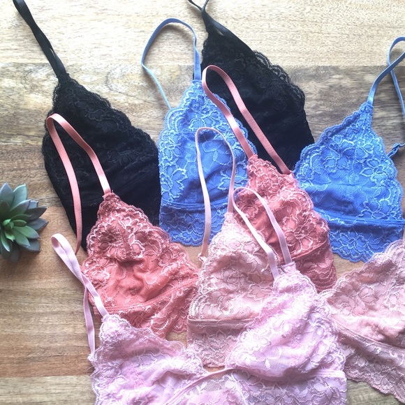 Peach Dainty triangle lace Bralette