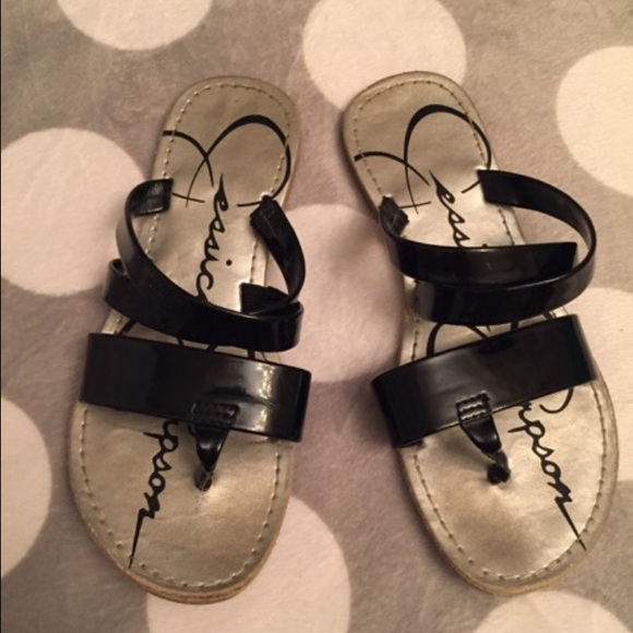 Jessica Simpson Black Patent Leather Sandas