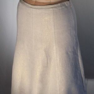 J. Crew khaki/gold linen gored skirt