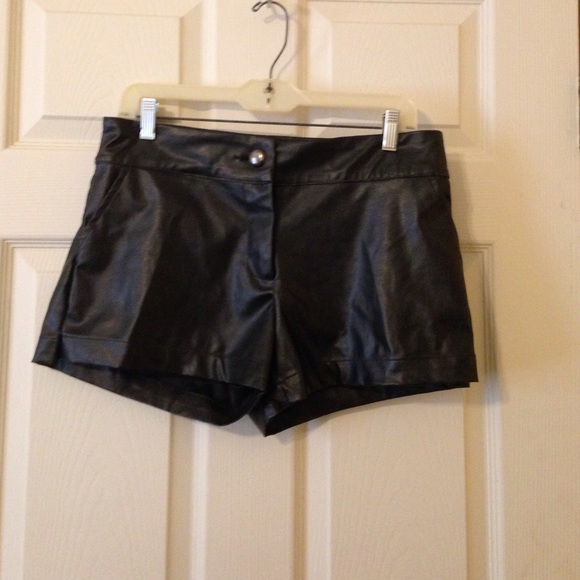 Black leather shorts