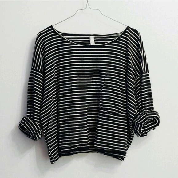 American Apparel Cropped Striped Long Sleeve