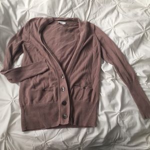 Ann Taylor Loft Cardigan Sweater Purple/Tan