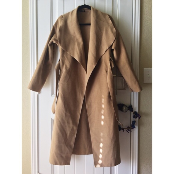 🍂BNWOT Boohoo Waterfall Coat in Camel🍂