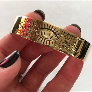 Evil eye protection health bangle cuff bracelet