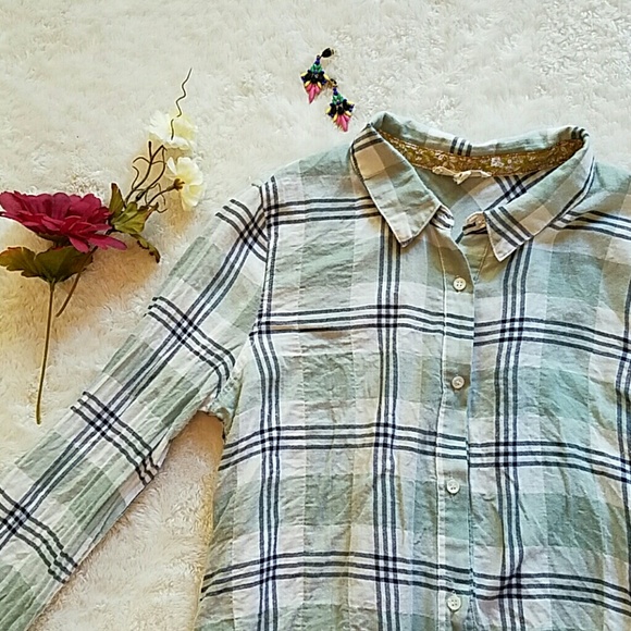 Lace button down
