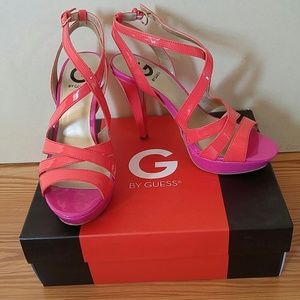 Guess orange and pink high heels