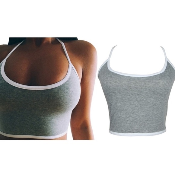 Gray Halter Crop Top