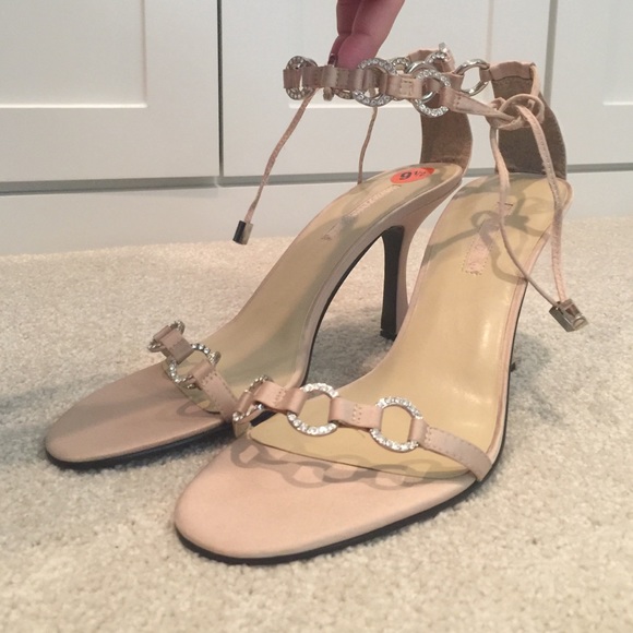 Enzo Angiolini satin and rhinestone heels