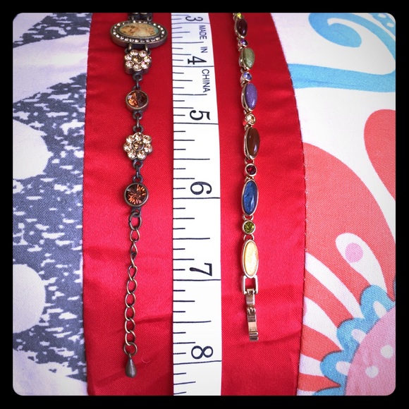 2 Gold/Bronze Multi-color Bracelets Bundle NWOT