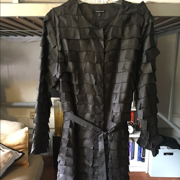 Black Samuel Dong Satin Coat Jacket