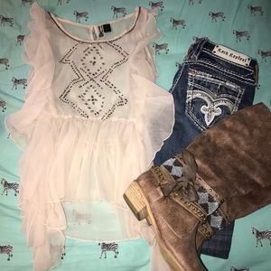 Sheer Baby Pink BKE Boutique Top