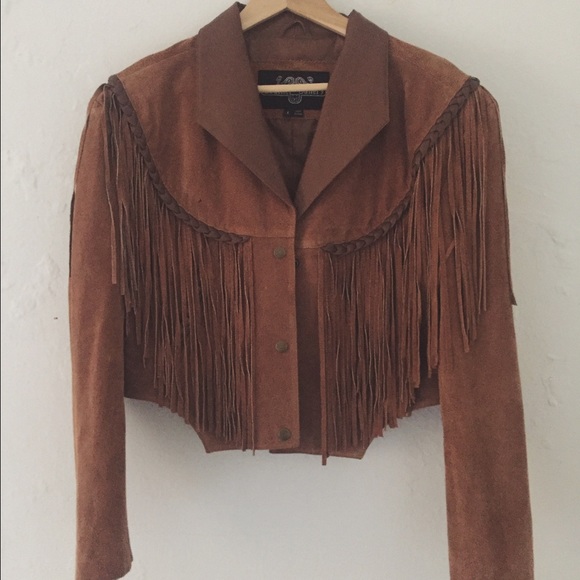 Vintage Cropped Suede Fringe Leather Jacket