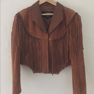 Vintage Cropped Suede Fringe Leather Jacket