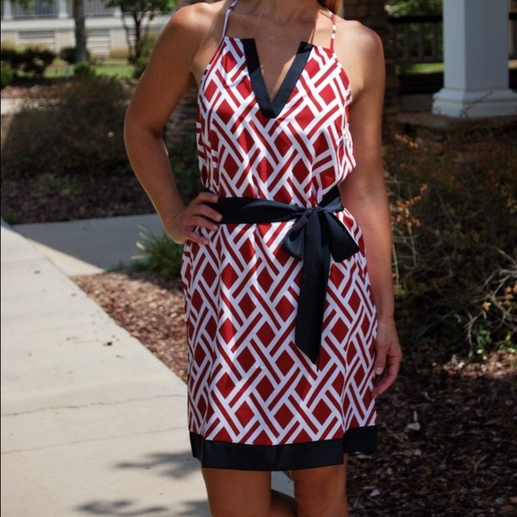 Mudpie Gameday RB Dress Burg/Black - Picture 1 of 4