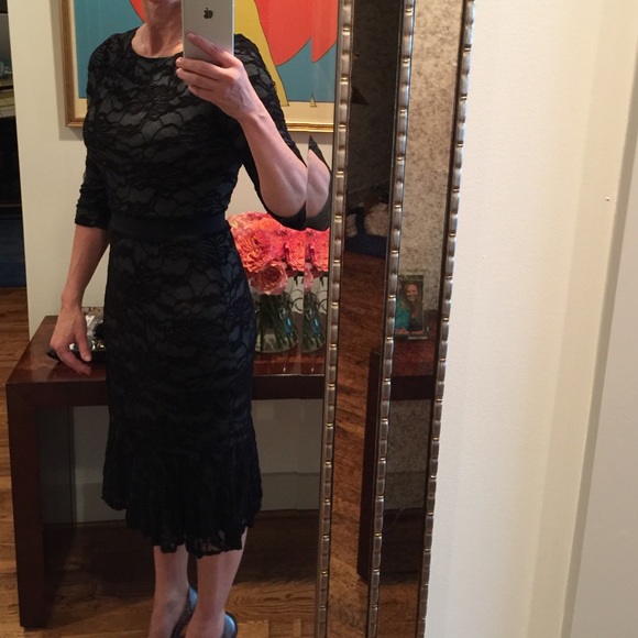David Meister black lace lined dress 4:  worn once
