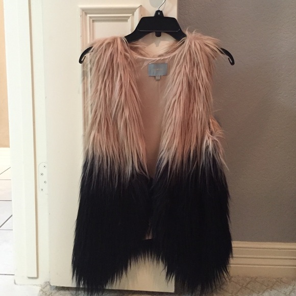 Ombré fur vest tan/black