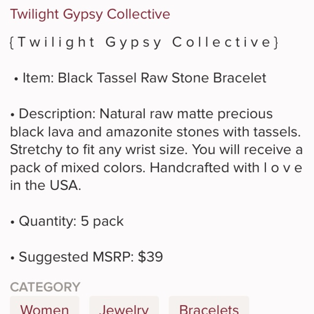 {twilight gypsy collective} lava stone bracelet - Picture 3 of 3
