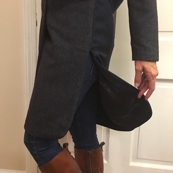 NAVY AND DENIM COLORED FABRIC TWO TONED COAT~SMALL - Picture 6 of 8