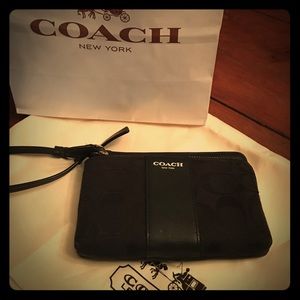 Black Coach Wristlet (two pockets)