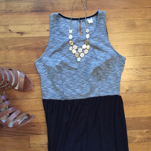 Black + Grey Midi Dress