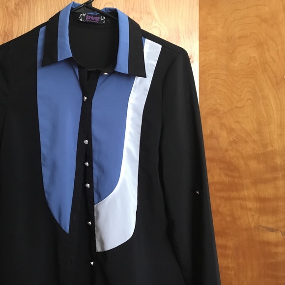 Black Blue And White Blouse