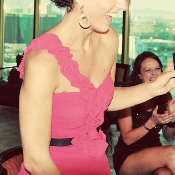 BCBG MAXAZARIA pink ruffle cocktail dress